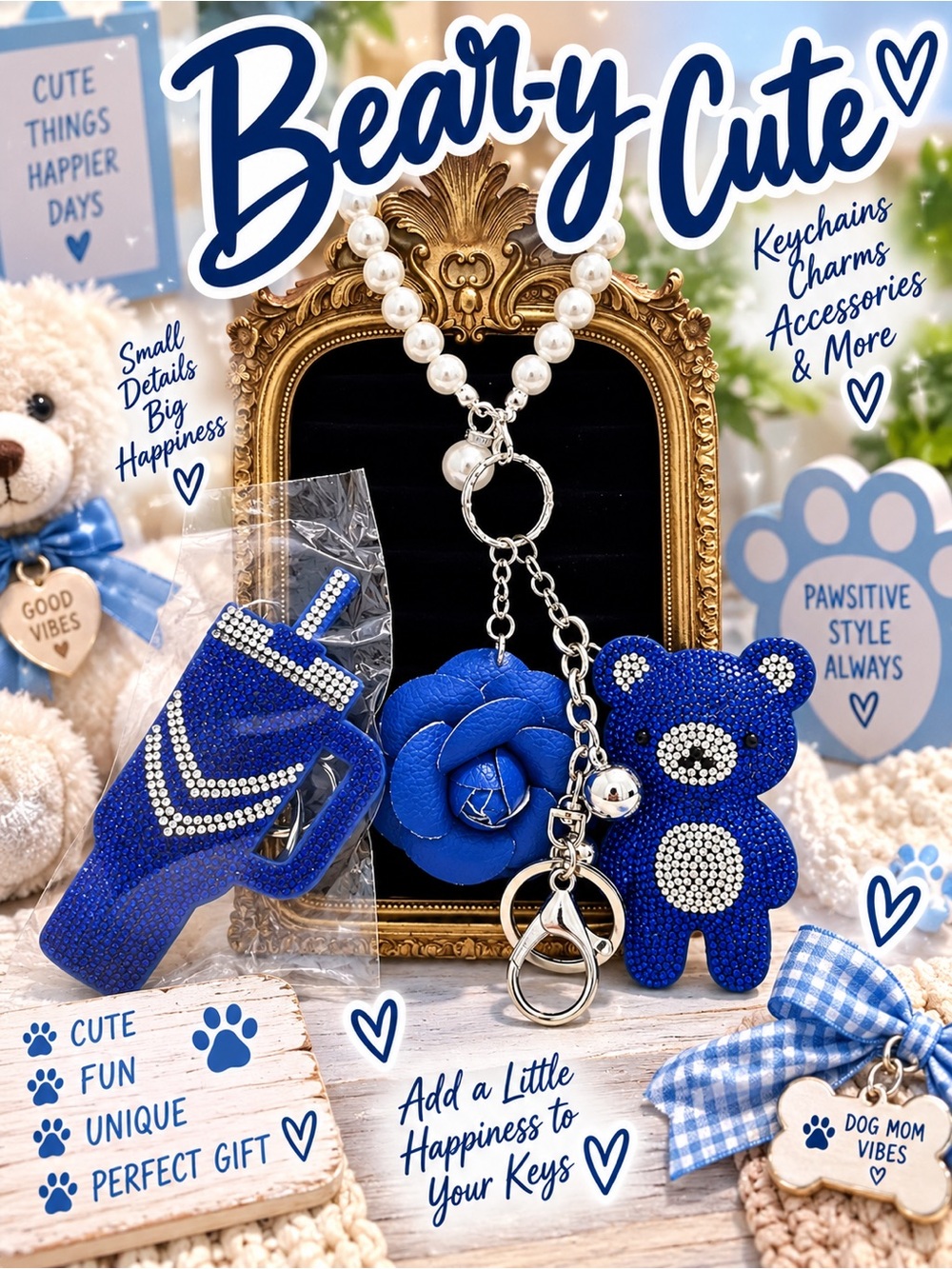 Bear-y cute 3 piece bag charm keychain set